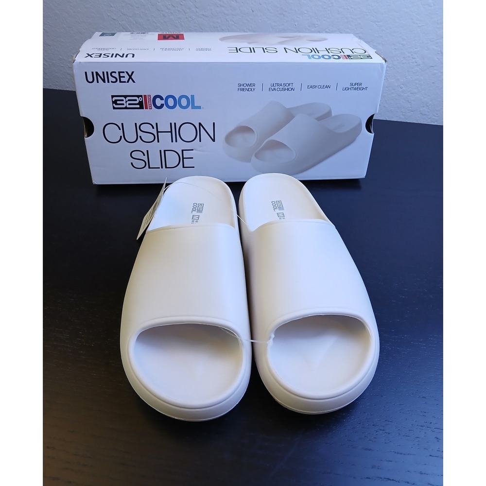 32 Degrees Cool Cushion Slide White Unisex EVA Sandals Size M W 7.5/8.5 M 5/6.5